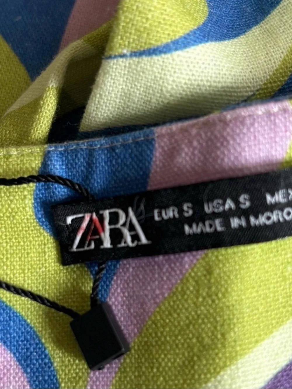 NWT Zara Abstract Print Linen Blend Wide Leg Pants S